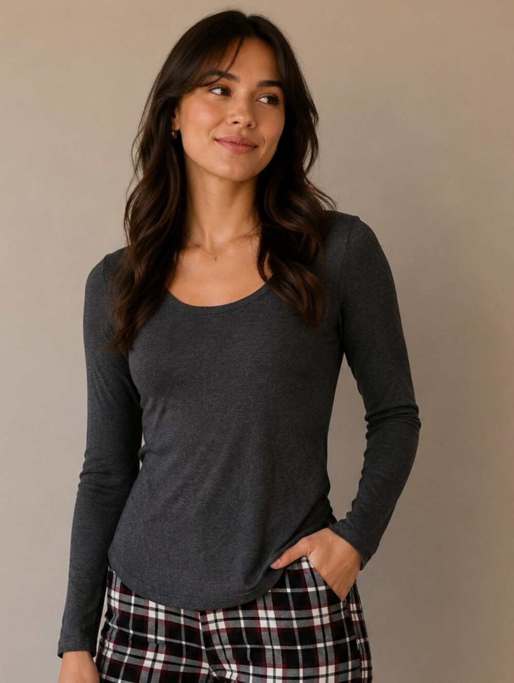 Heart Hips Charcoal Long Sleeve Top